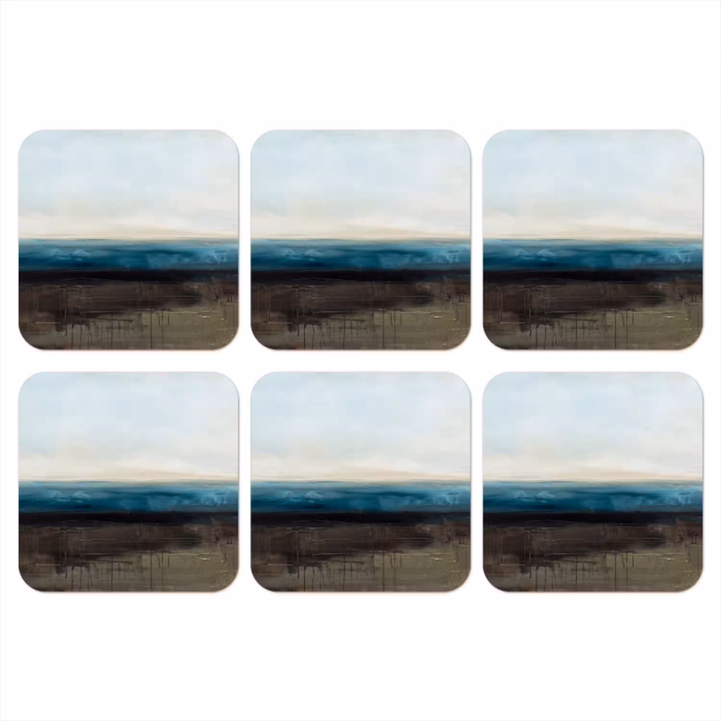 Abstract - Landschap - Horizon - Blauw - Modern onderzetter kurk middel -3d