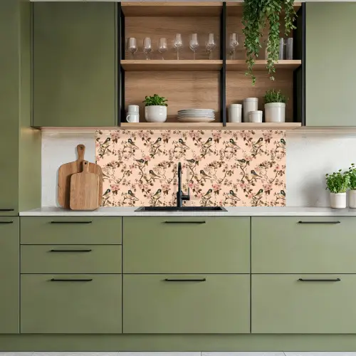 Bloesem - Koolmees - Roze keuken achterwand 2 middel 871 -sfeer3