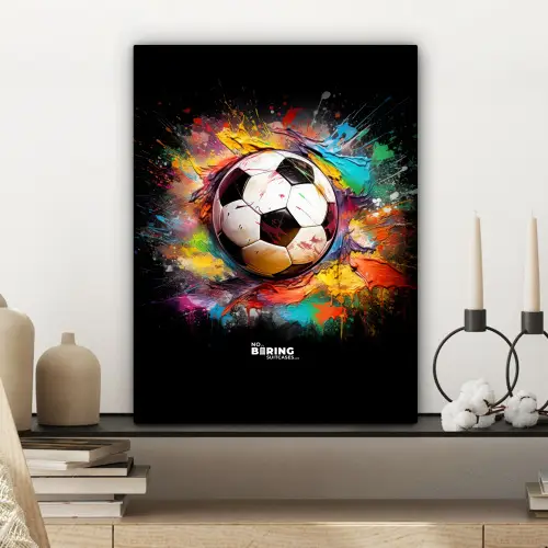 Voetbal omringd door verfklodders canvas 2cm klein -sfeer6