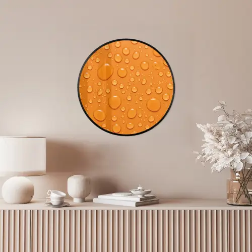 Water - Druppels - Oranje Fotolijst rond zonder passe partout klein -sfeer3