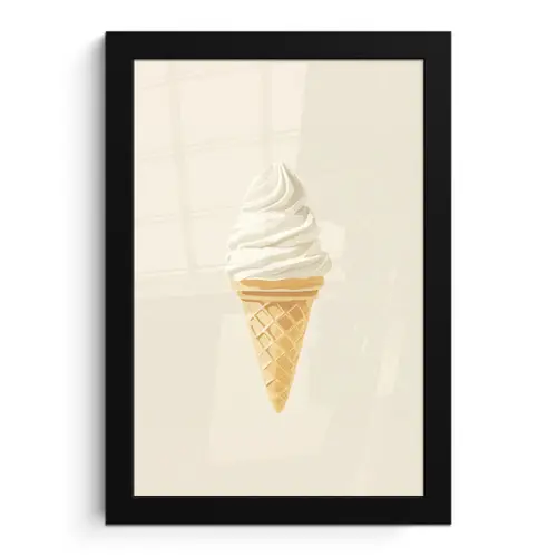 Softijs - Hoorntje - Wit fotolijst zwart zonder passe partout klein -3d