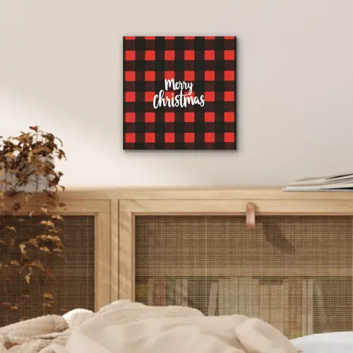 Geruit - Rood - Tekst - Christmas aluminium wit klein -sfeer3