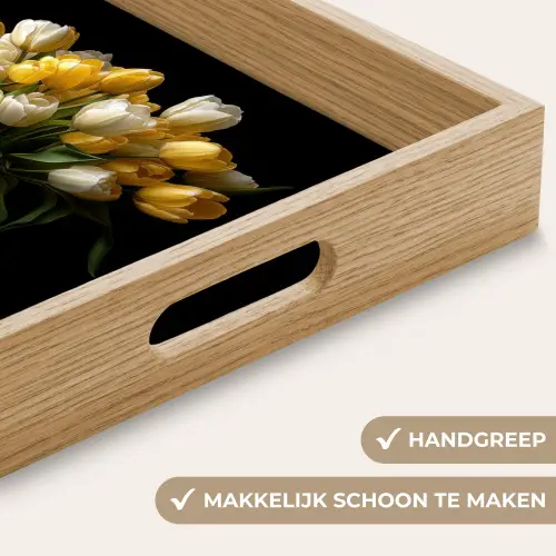 Geel - Tulpen - Vaas - Bloemen Dienblad Rechthoek middel -USP_HandgreepNL