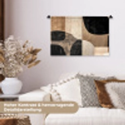 Abstract - Vlakken - Zwart - Rond Wandkleed katoen klein -tsfeer1_DE