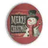 Klassiek - Kerstgroet - Sneeuwpop - Rood Akoestische PET Vilt - Rond klein -3d