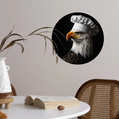 Arend -Amerika - Koksmuts - Vogel - Stoer Wandcirkel behangsticker klein -sfeer3