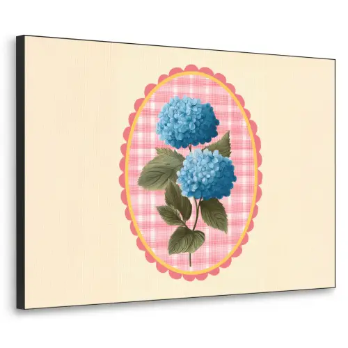 Bloemen - Blauw - Lijst - Bladeren Textielframe - compleet frame klein -3d