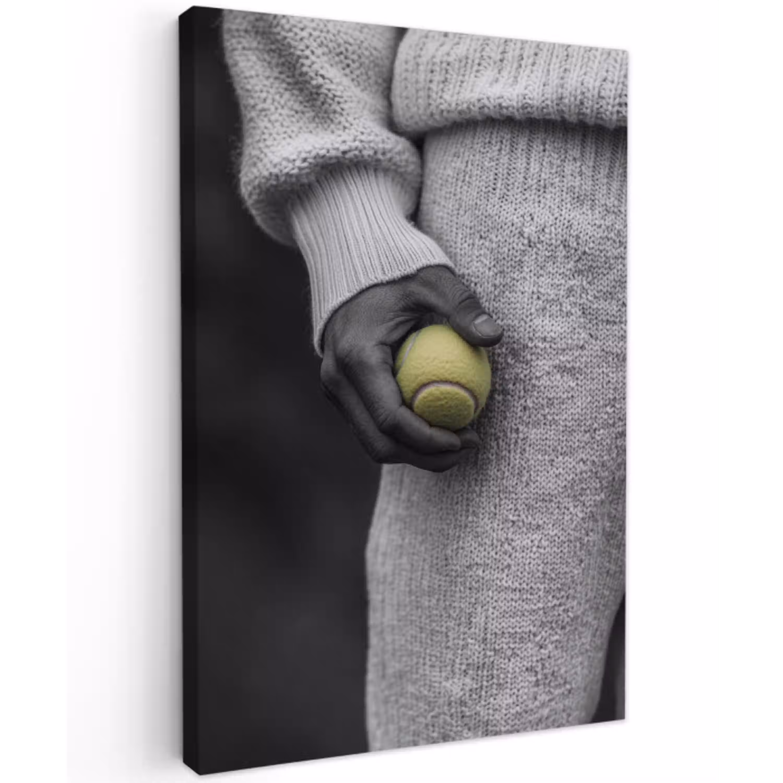 Tennisbal - Zwart - Wit Tuinposter op houten frame 2 cm dik middel -3d