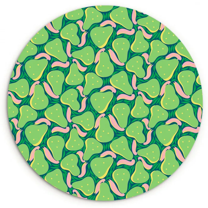 Peren - Groen - Roze Wandcirkel kunststof plaat 5mm dik klein 188 -3d
