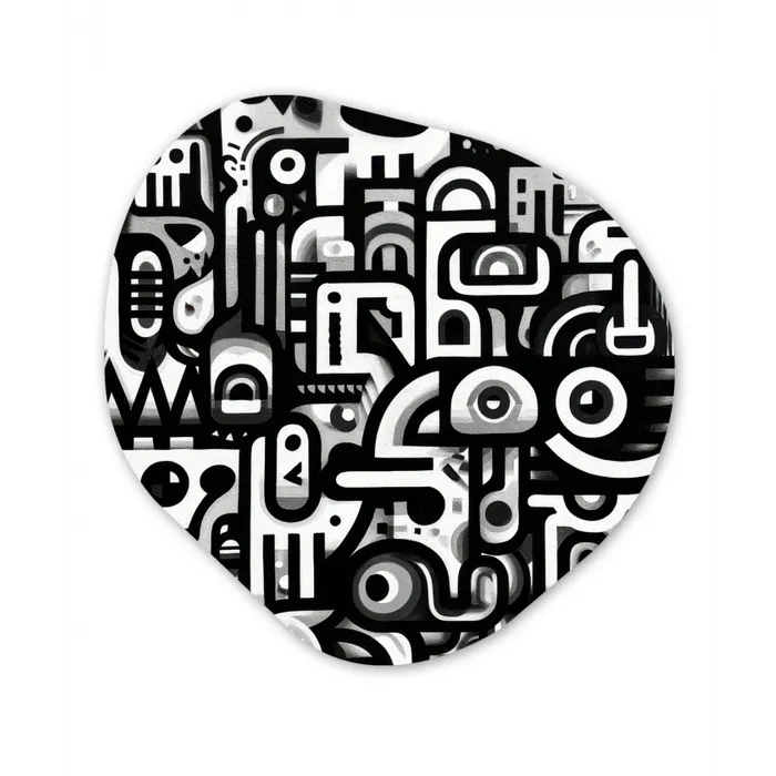 Symbolen - Abstract - Grafisch - Zwart Wandcirkel Organisch Forex 3mm klein -3d