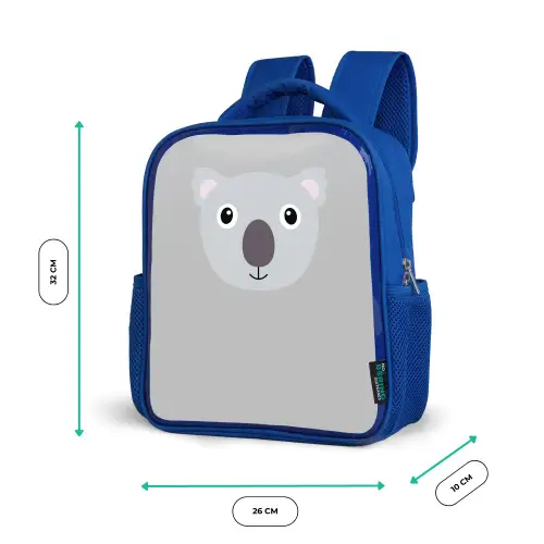 Dierenportret - Koala - grijs Kinderrugzak - Blauw middel -productfoto_formaten