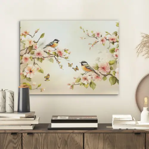 Takken - Bloemen - Vogeltjes - Roze PET vilt klein -sfeer1