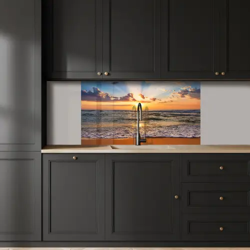 Strand - Zonsondergang - Zee - Wolken - Horizon keuken achterwand 2 middel -sfeer1