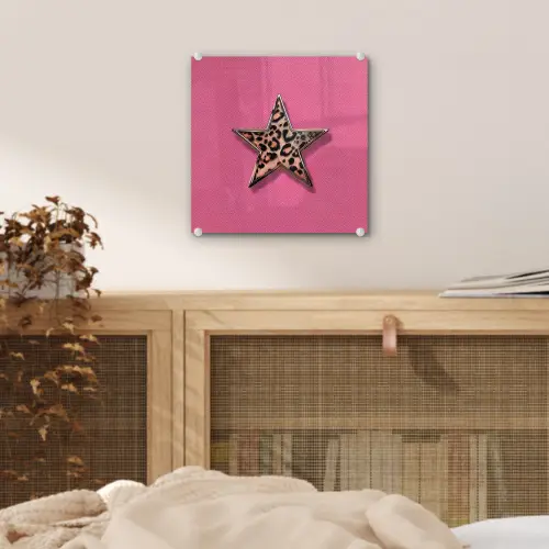 Ster - Luipaard - Print - Roze plexiglas 5mm klein -sfeer4