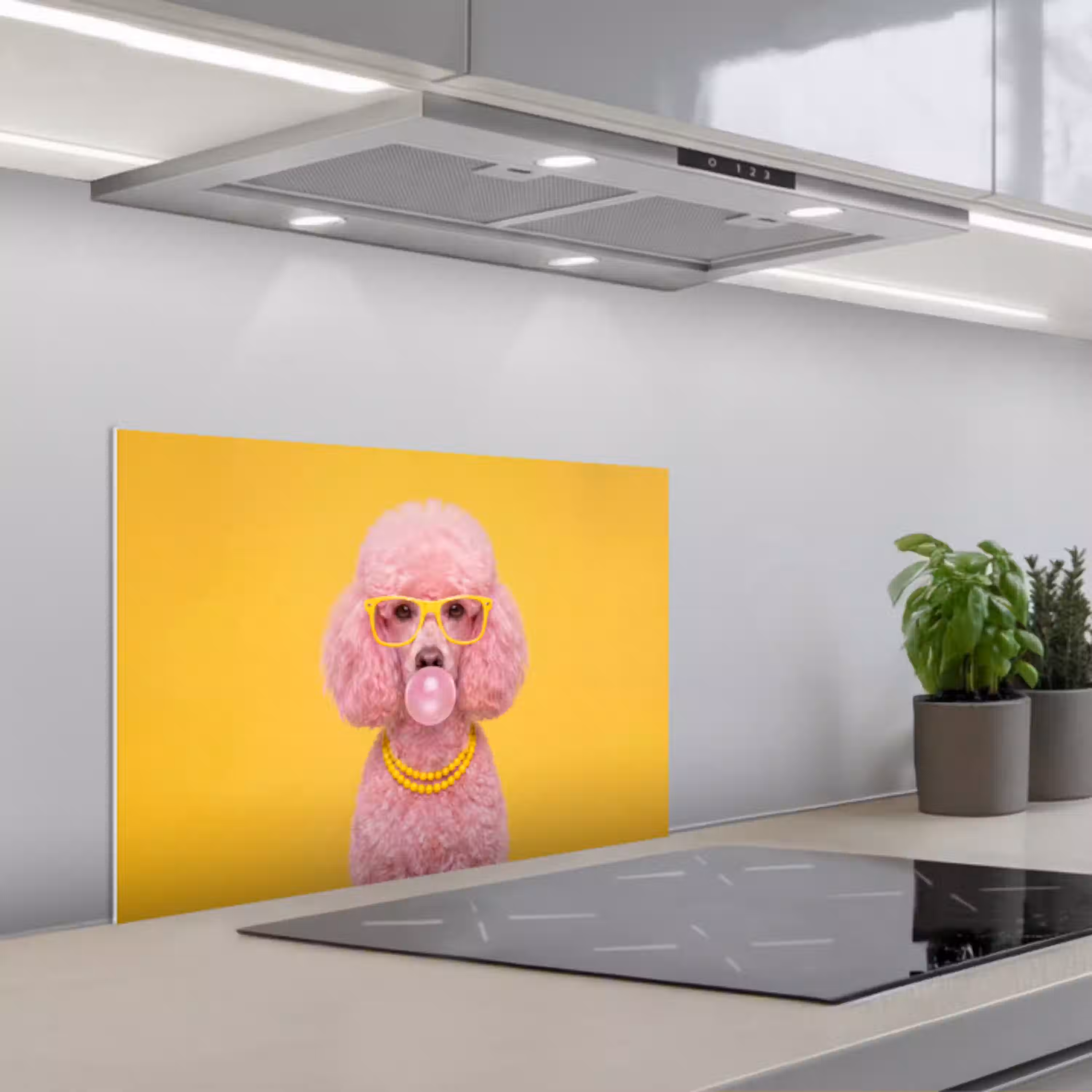 Hond - Kauwgum - Dieren - Modern - Roze keuken achterwand spatscherm klein -3d_schuin