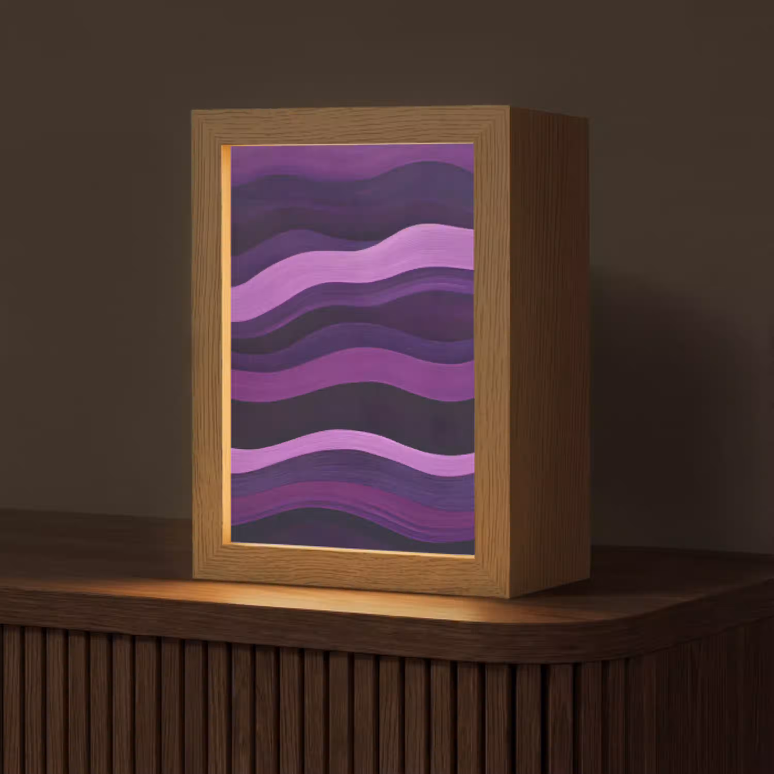 Lijnen - Golven - Paars - Abstract Light Box met kabel (Tafellamp) klein -z3d_website