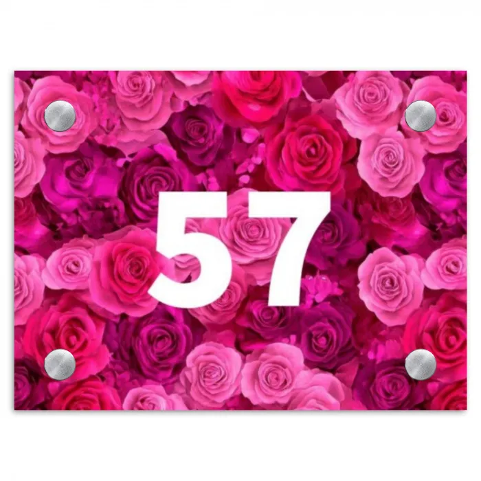 Roze rozen - Traditioneel Naambord Rechthoek middel -3d
