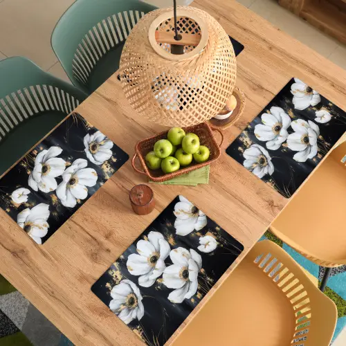 Bloemen - Wit - Abstract Placemat vinyl groot -zzsfeer5_Kitchenyeah-website