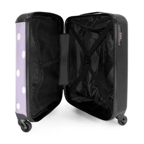 Lichtpaarse achtergrond met witte stippen NBS - Handbagage koffer - Kinderen Unisex middel -binnenkant