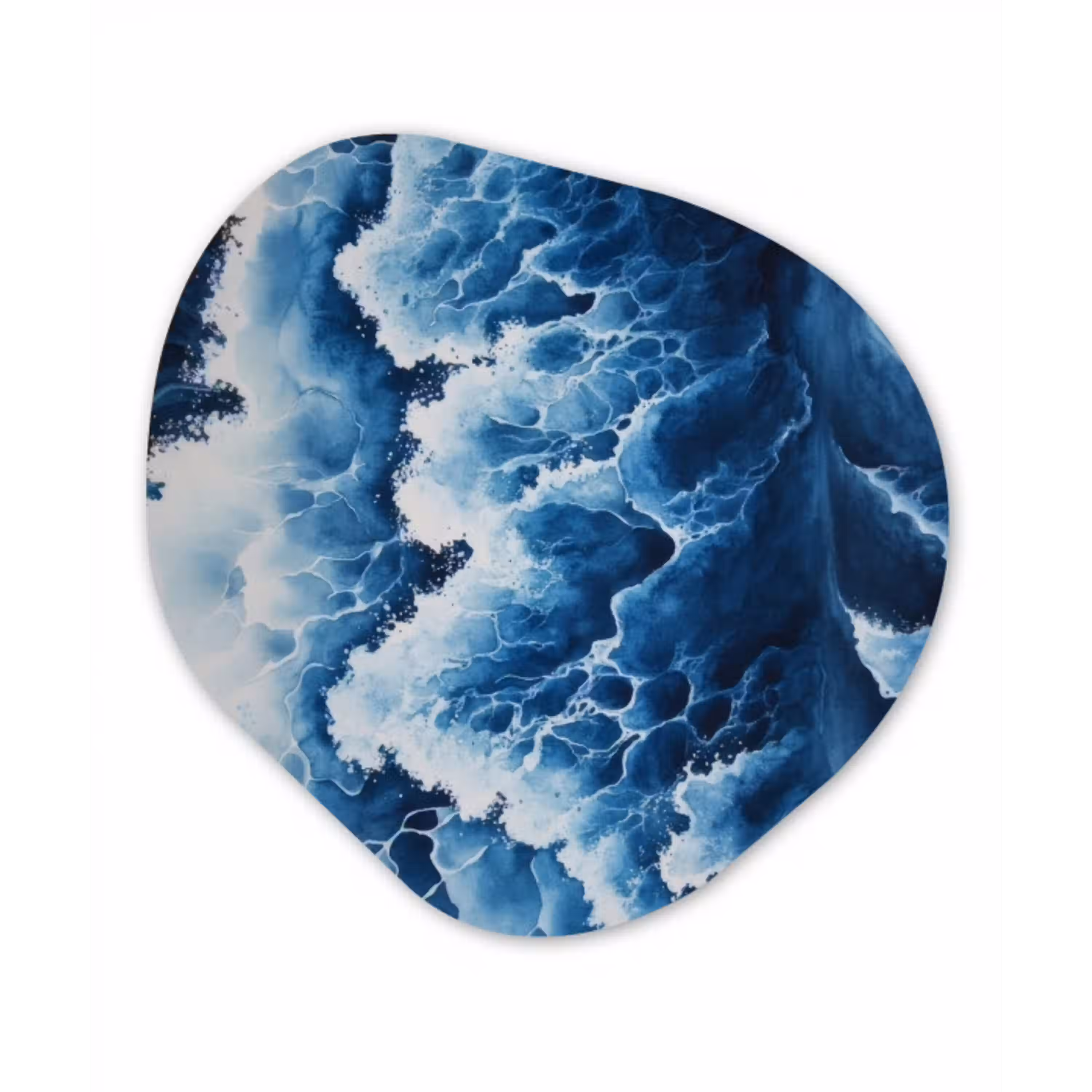 Golven - Blauw - Schuim Wandcirkel Organisch Forex 3mm klein -3d