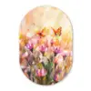 Vlinders - Oranje - Bloemen Wandcirkel Ovaal Glas middel -3d
