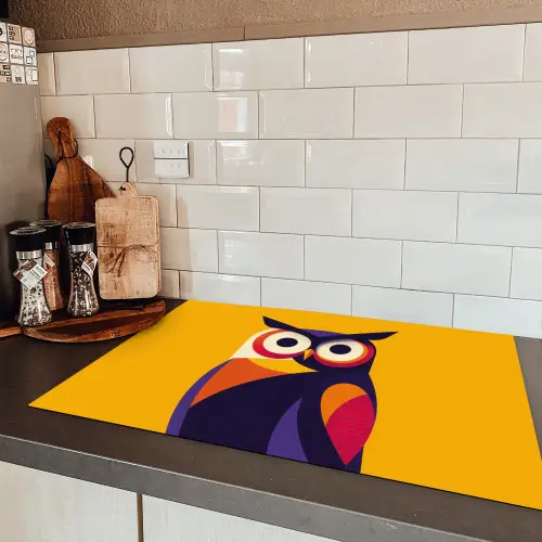 Uil - Grafisch - Kleurrijk - Ogen Inductie beschermer vinyl 3mm klein -sfeer3