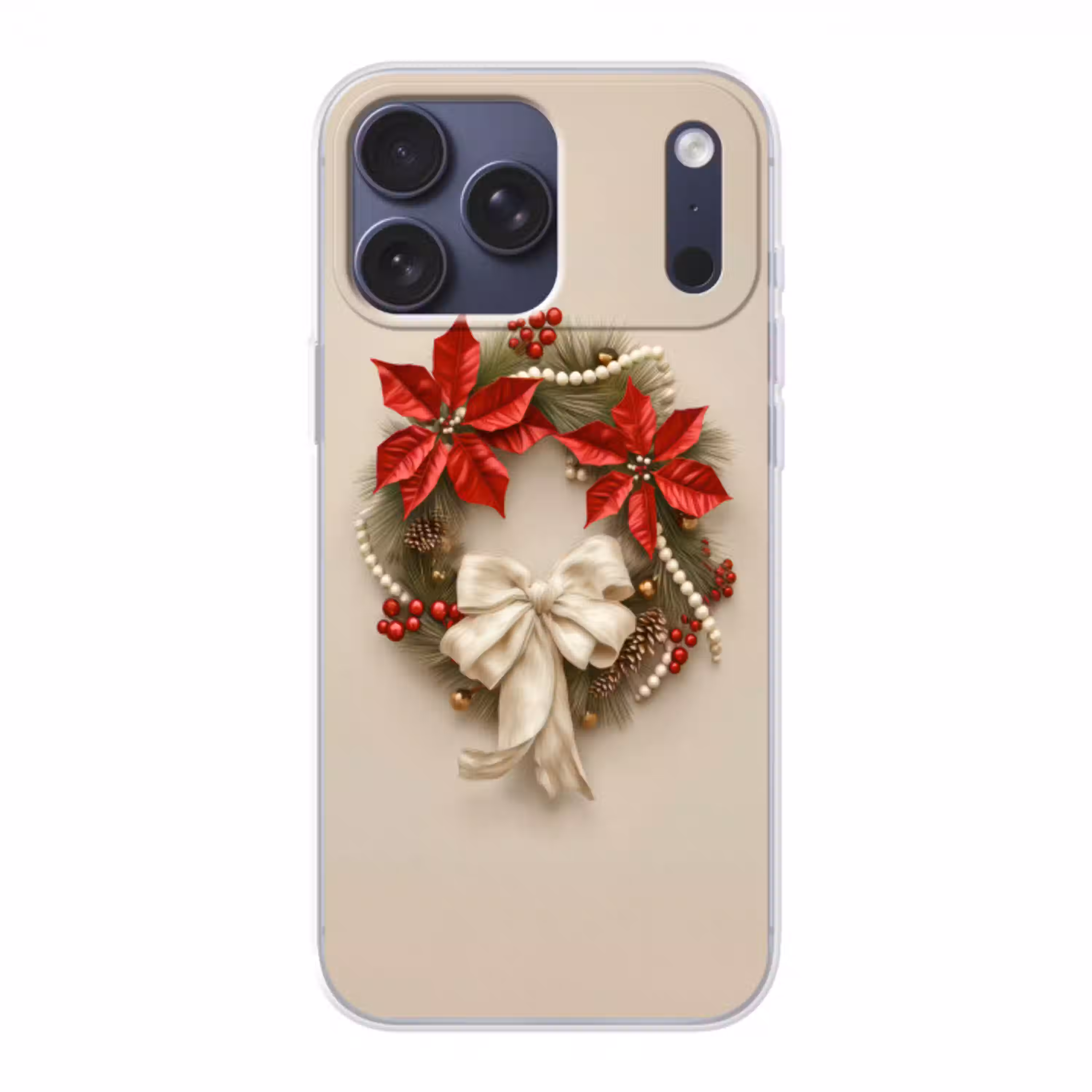 Deurkrans - Strik - Kerst - Rood - Groen Telefoonhoesje iPhone 17 Pro Max klein -3d