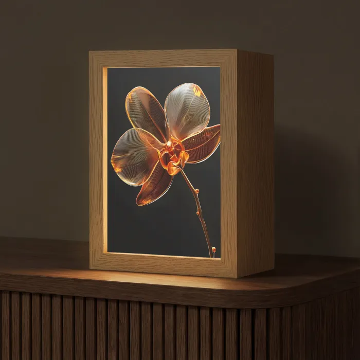 Orchidee - Doorzichtig - Bloem Light Box met kabel (Tafellamp) klein -z3d_website