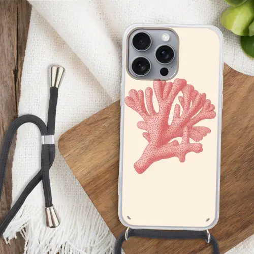 Koraal - Stipjes - Roze Hoesje iPhone 16 Pro Max met koord klein -sfeer4