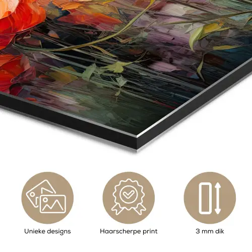 Bloemen - Watercolor - Kunst - Botanisch - Natuur aluminium wit klein -closeup_NL