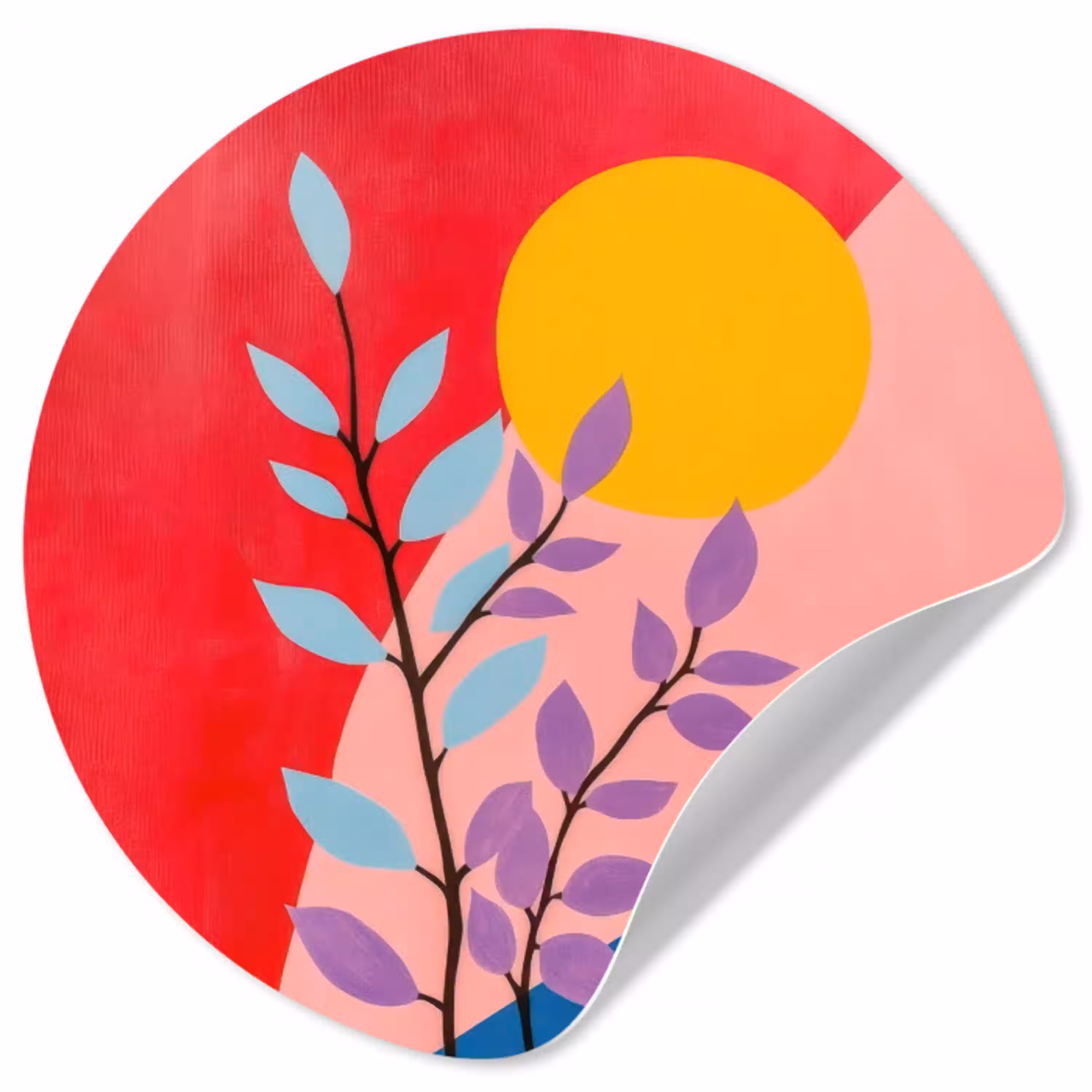 Bladeren - Zon - Abstracte vormen Wandcirkel behangsticker klein -3d