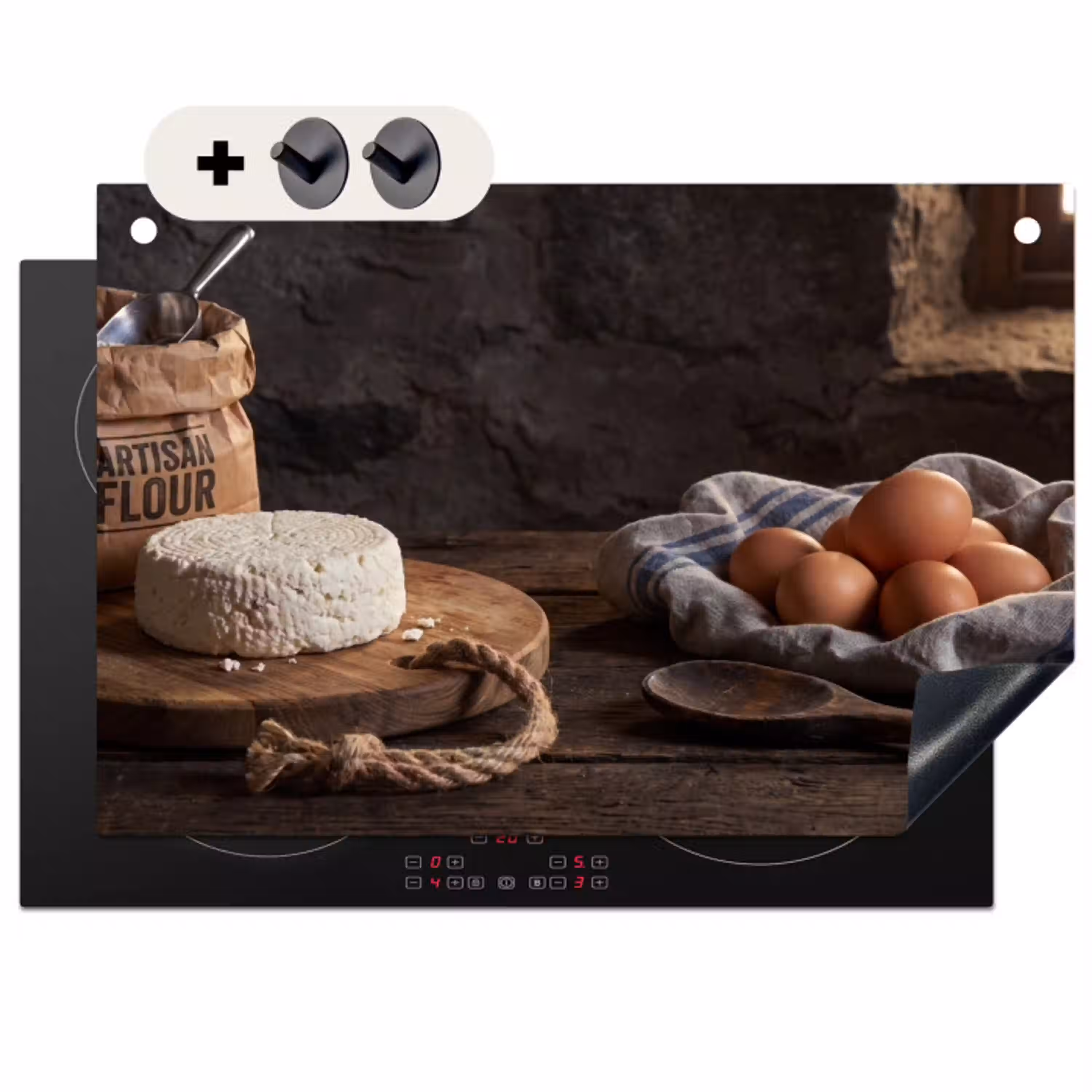 Meel - Eieren - Eten Inductie beschemer met haakjes klein -3d