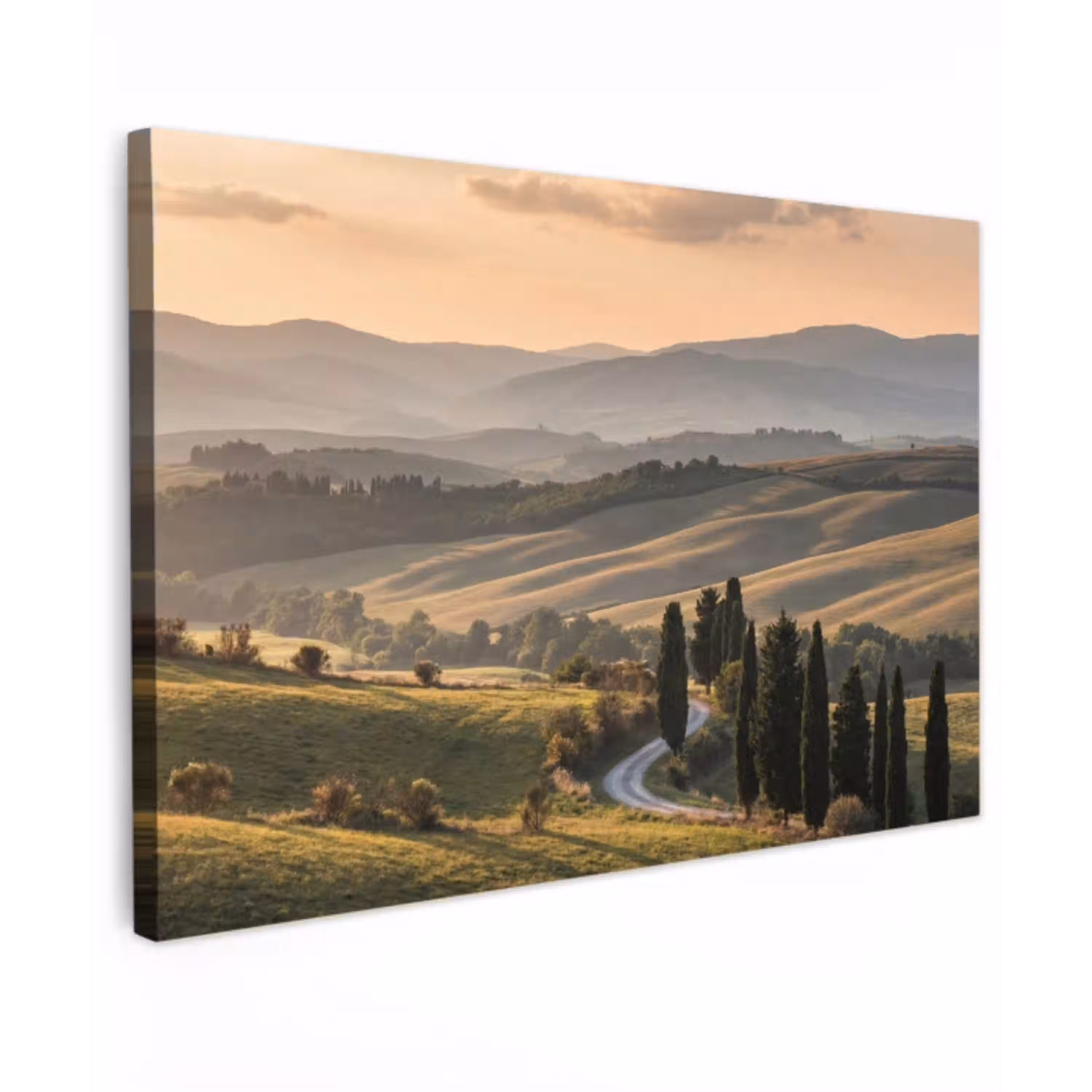 Toscaans - Landschap - Heuvels Tuinposter op houten frame 2 cm dik klein -3d