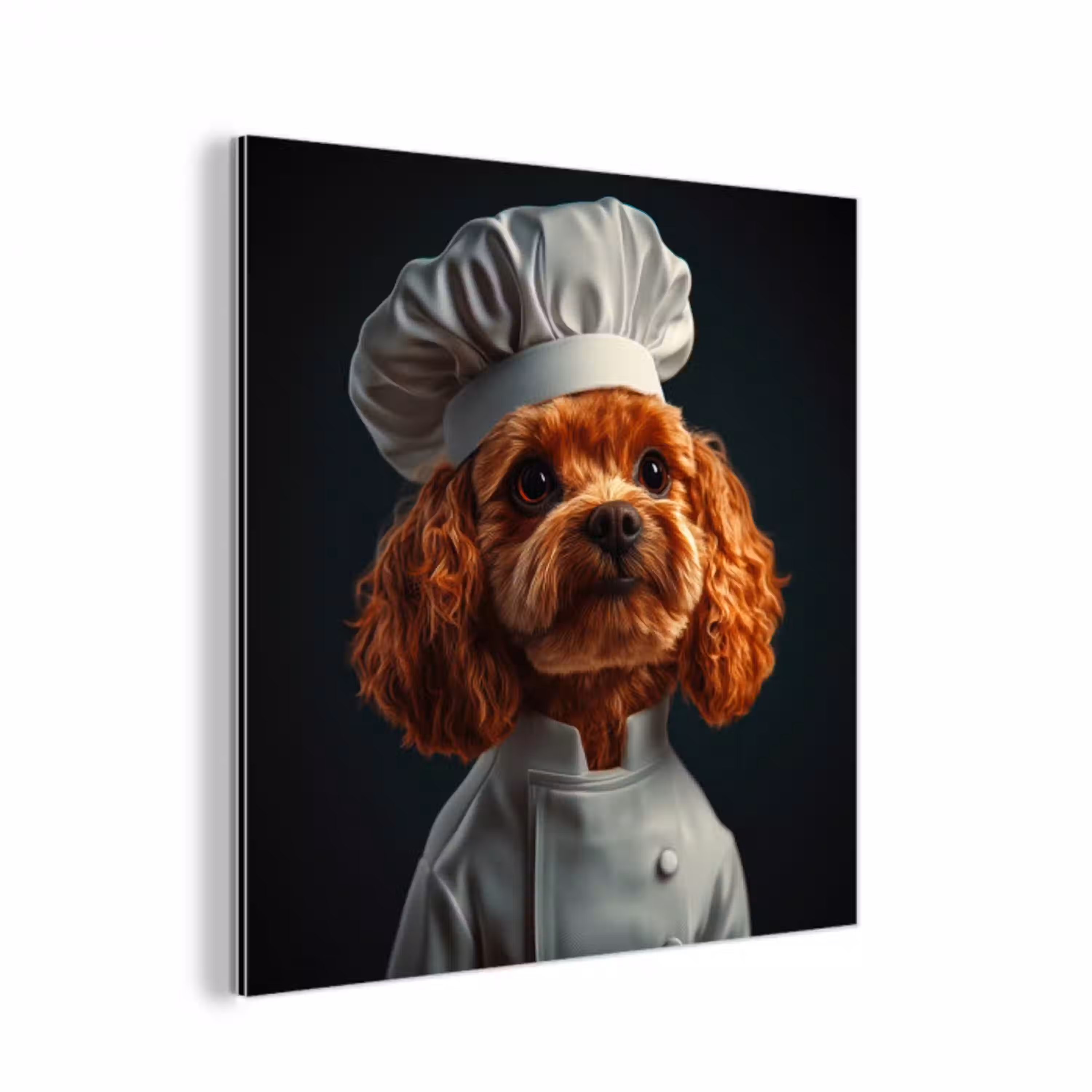 Bruin - Kok - Hondje aluminium wit klein -3d