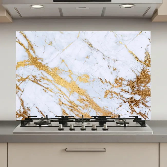 Marmer - Goud - Wit - Luxe - Marmerlook - Glitter keuken achterwand spatscherm klein -3d_website