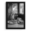 Kat - Koffie - Brood - Zwart fotolijst zwart zonder passe partout klein -3d