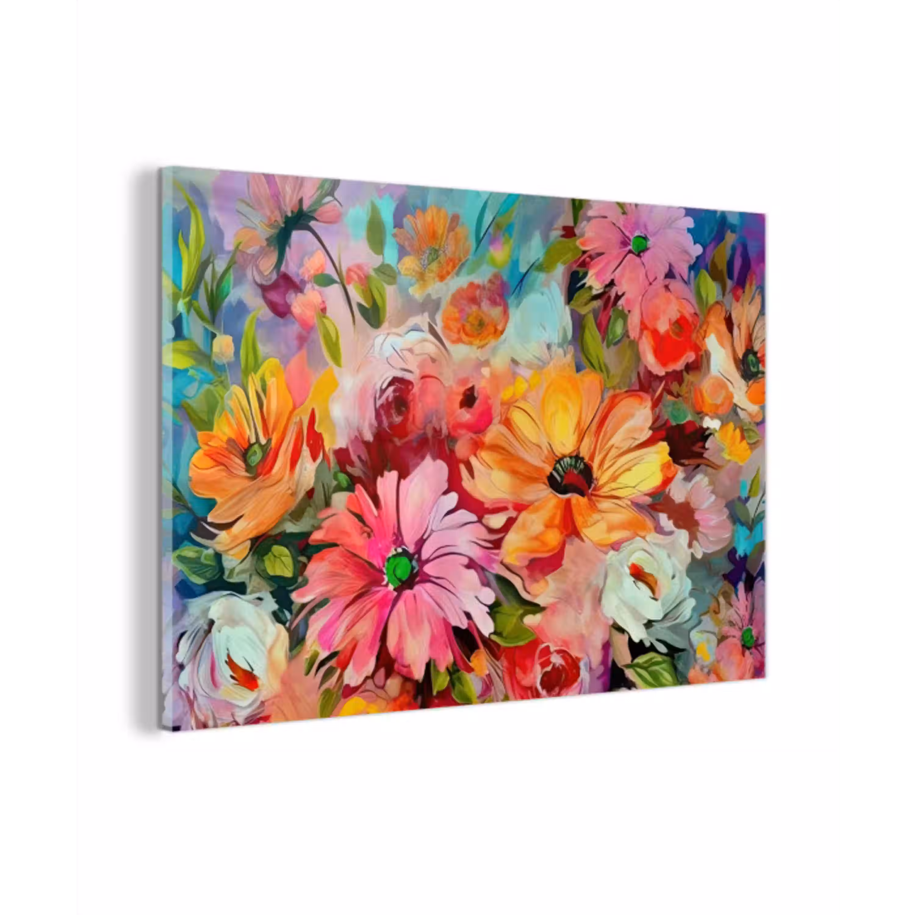 Bloemen - Kleurrijk - Kunst - Olieverf plexiglas 5mm klein -z3d