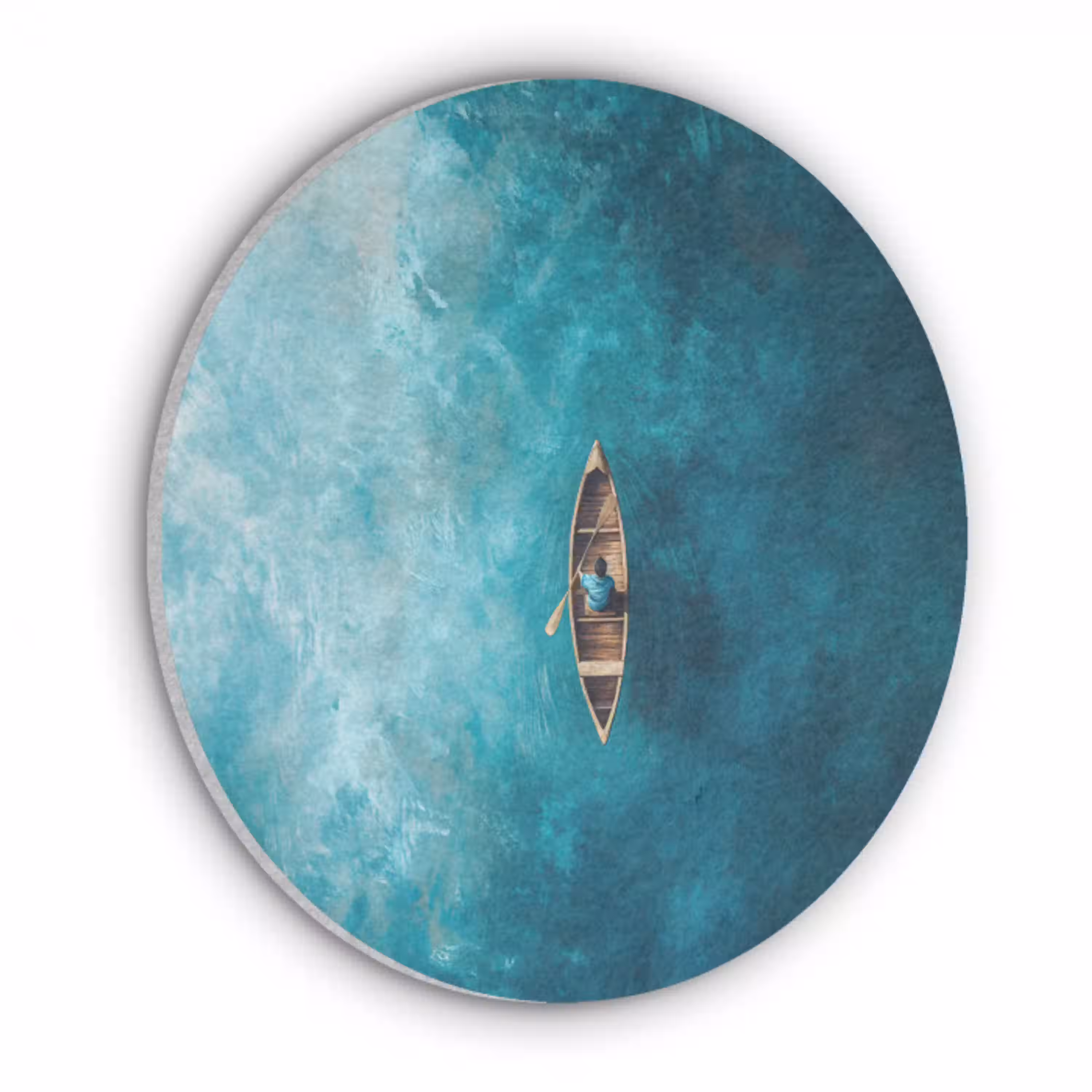 Bootje - Water - Blauw Akoestische PET Vilt - Rond klein -3d