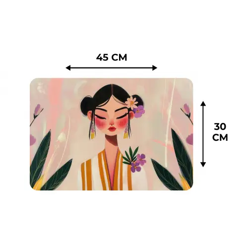 Vrouw - Bloemen - Pastel Placemat vinyl groot -specs