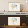 Wolk - Regen - Watercolor - Kleurrijk Light Box met batterij (Wandlamp kind) middel -sfeer3_kind