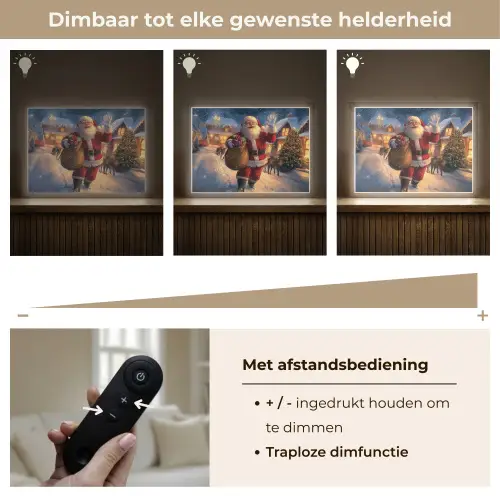 Kerstman - Dorp - Hert - Donker Light Box met batterij (Wandlamp) middel -USP_dimbaarNL
