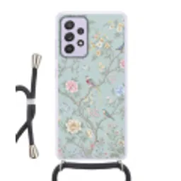 Vogel - Bloemen - Kleurrijk Hoesje Samsung Galaxy A52 5G met koord klein -3d