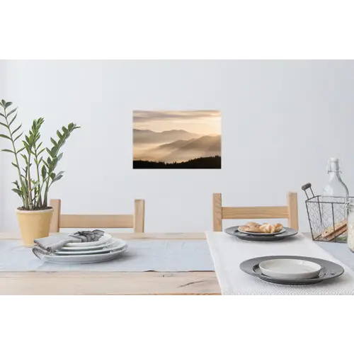 Bergen - Mist - Zonnestralen Muursticker klein -eettafel