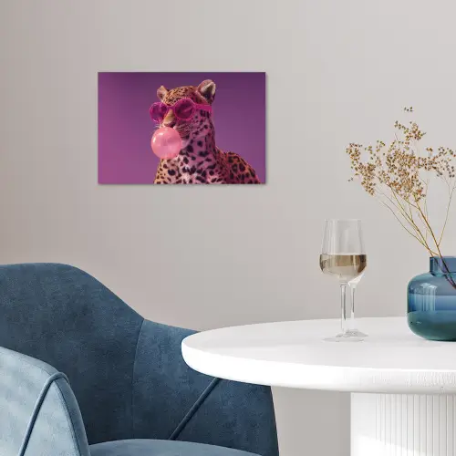 Panter - Zonnebril - Kauwgombel - Roze poster papier klein -sfeer3