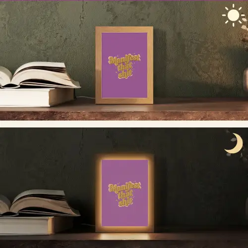 Manifest that shit - Paars - Glitter Light Box met kabel (Tafellamp) klein -sfeer3