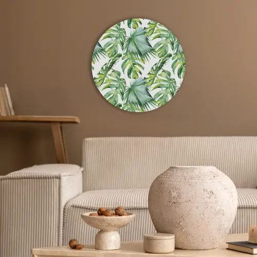 Bohemian - Bladeren - Bloemen - Tropisch Akoestische PET Vilt - Rond klein -sfeer1