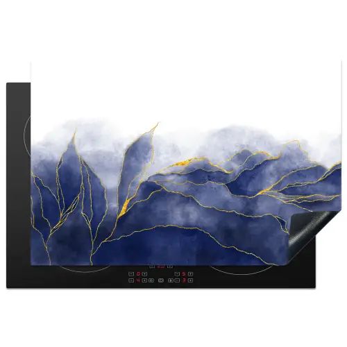 Marmer - Blauw - Marmerlook - Goud - Textuur Inductie beschermer vinyl 3mm klein -3d