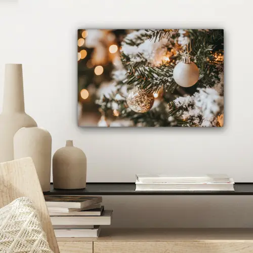 Kerst - Kerstboom - Winter - Binnen - Sneeuw canvas 2cm klein -sfeer6