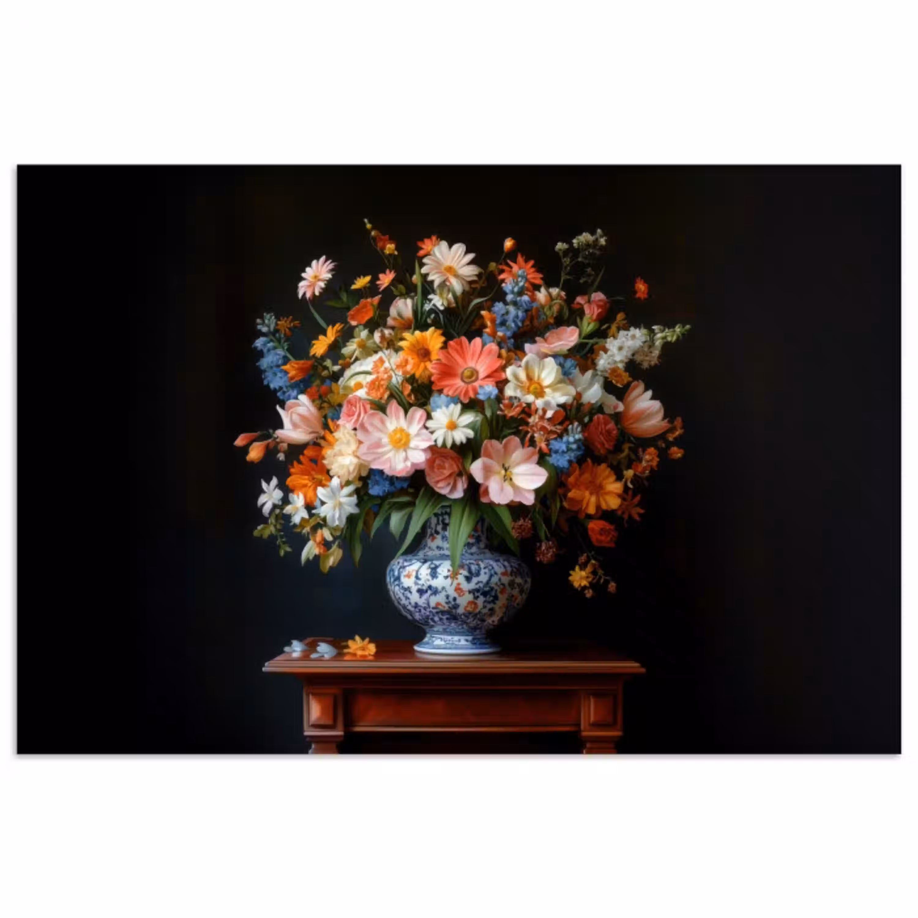 Boeket - Roze - Bloemen - Vaas poster papier klein -3d