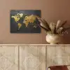 Wereldkaart - Goud - Steen PET vilt klein -sfeer4